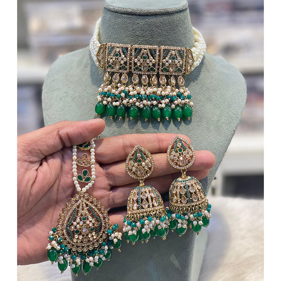 Royal Crystal Choker in Gold Plated Necklace | Bridal Jewellery India