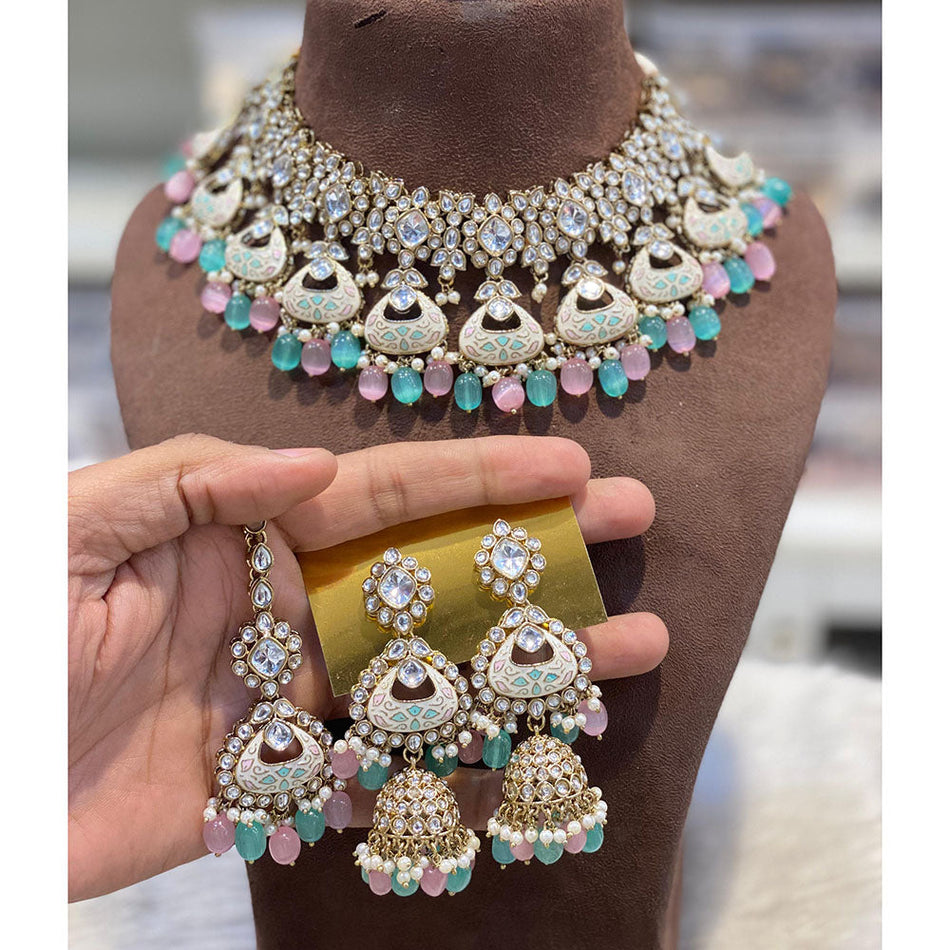 Kundan Choker Necklace in Gold Plated for Bridal Wear | Bridal Jewellery India
