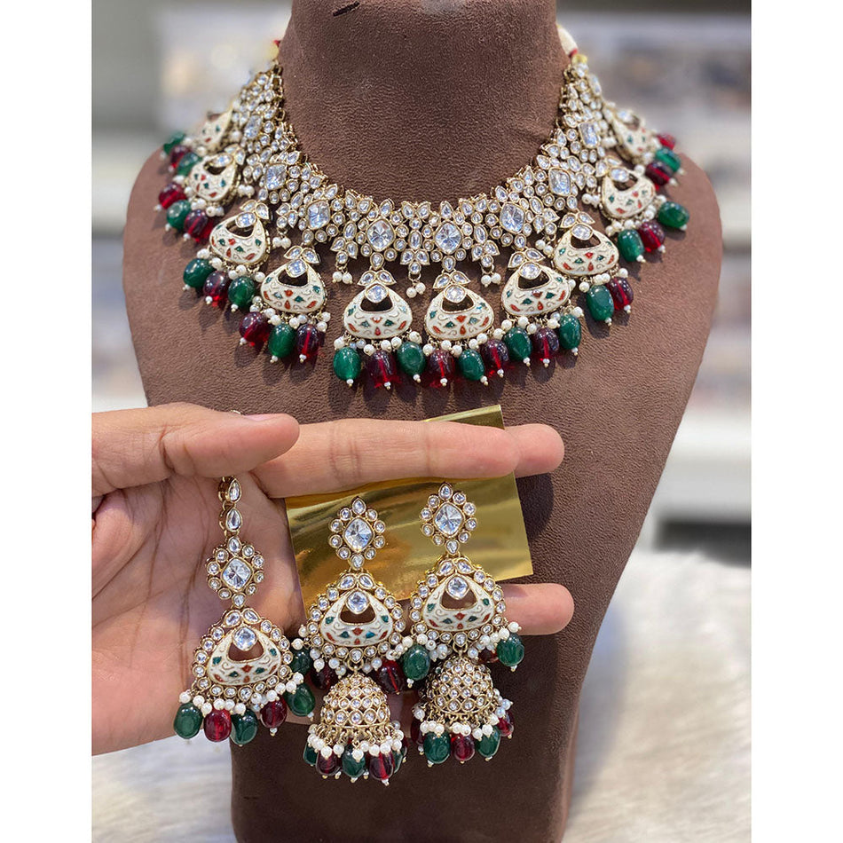 Kundan Choker Necklace in Gold Plated with Pearls | Bridal Jewellery India