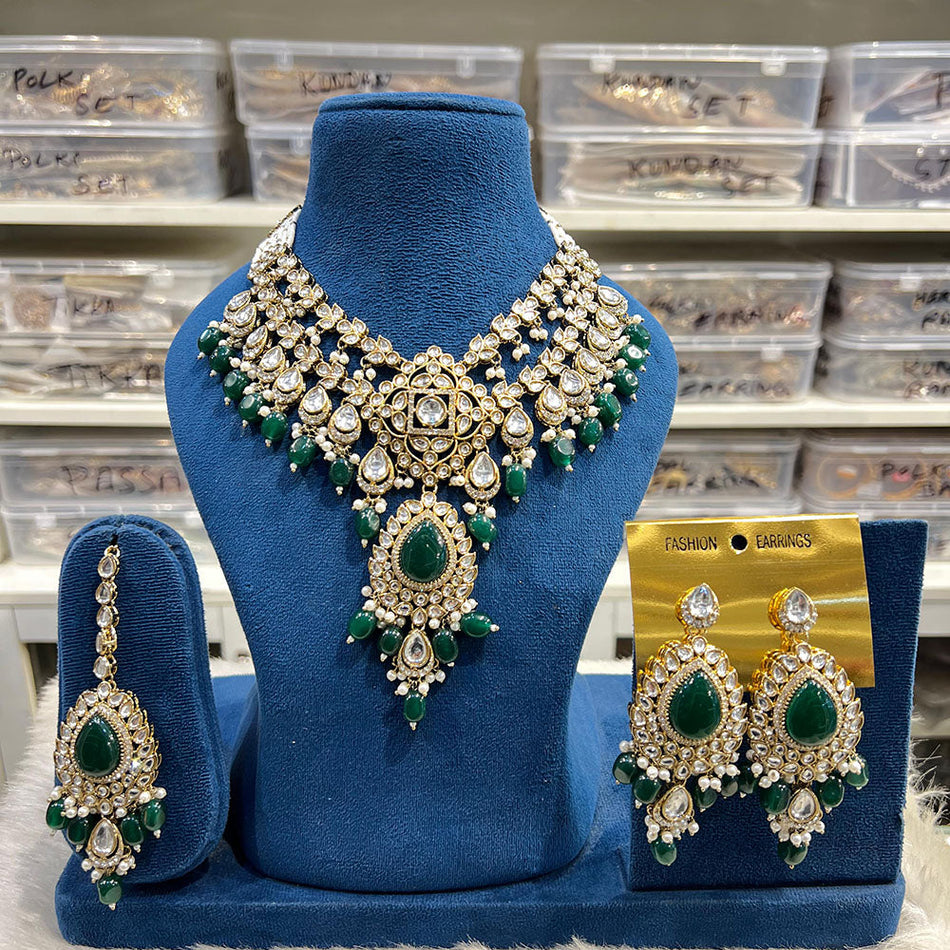 Kundan Necklace in Gold Plated with Stones | Bridal Jewellery India