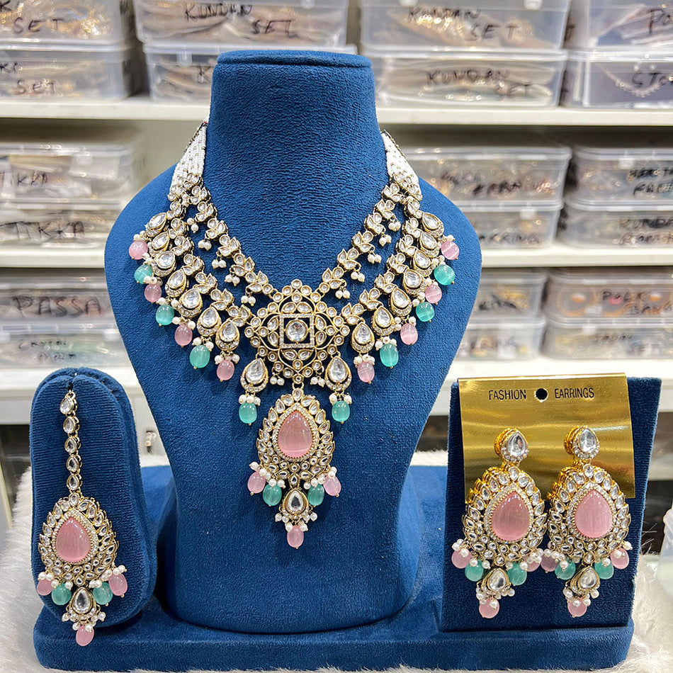 Kundan Necklace in Gold Plated with Stones | Bridal Jewellery India