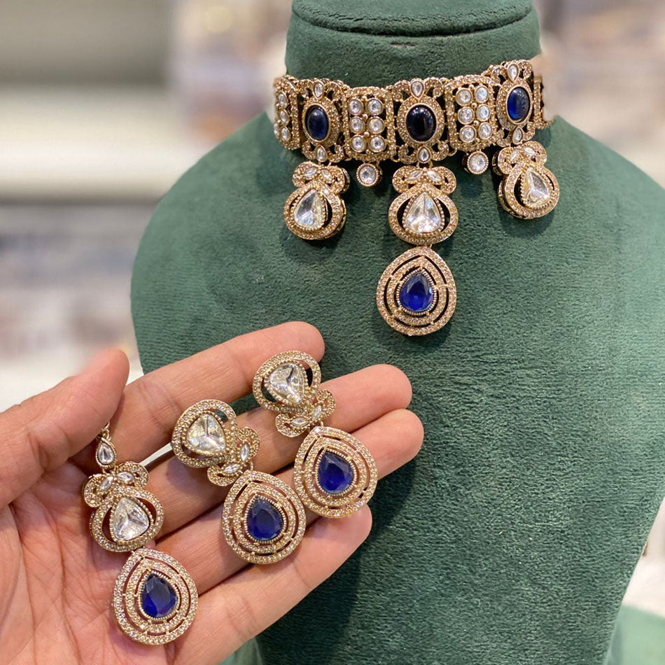 Kundan Choker Necklace in Gold Plated with Stones | Bridal Jewellery India