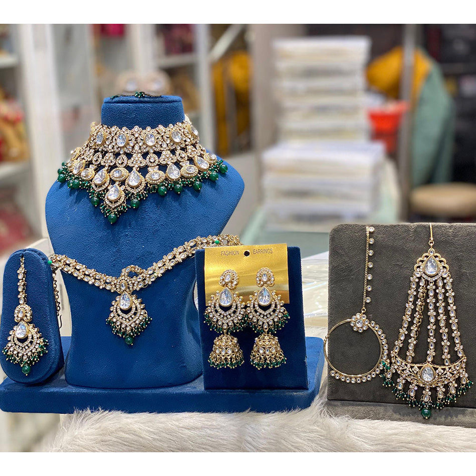 Kundan Necklace in White Gold Plated | Bridal Jewellery India