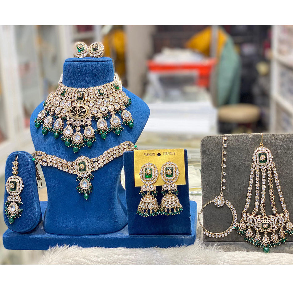 Kundan Necklace in White Gold Plated for Bridal Wear | Bridal Jewellery India