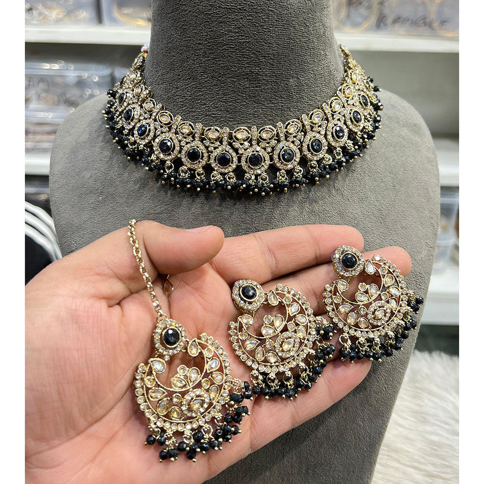 Crystal Pearl Choker in Silver | Bridal Jewellery India