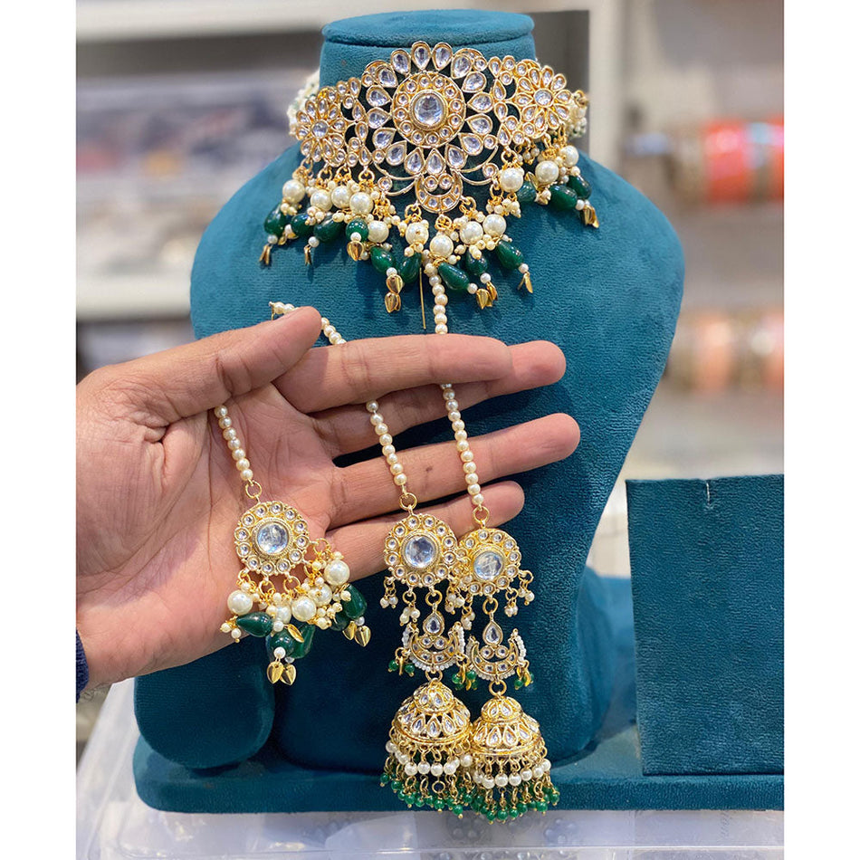 Kundan Stone Choker Necklace in Silver | Bridal Jewellery India