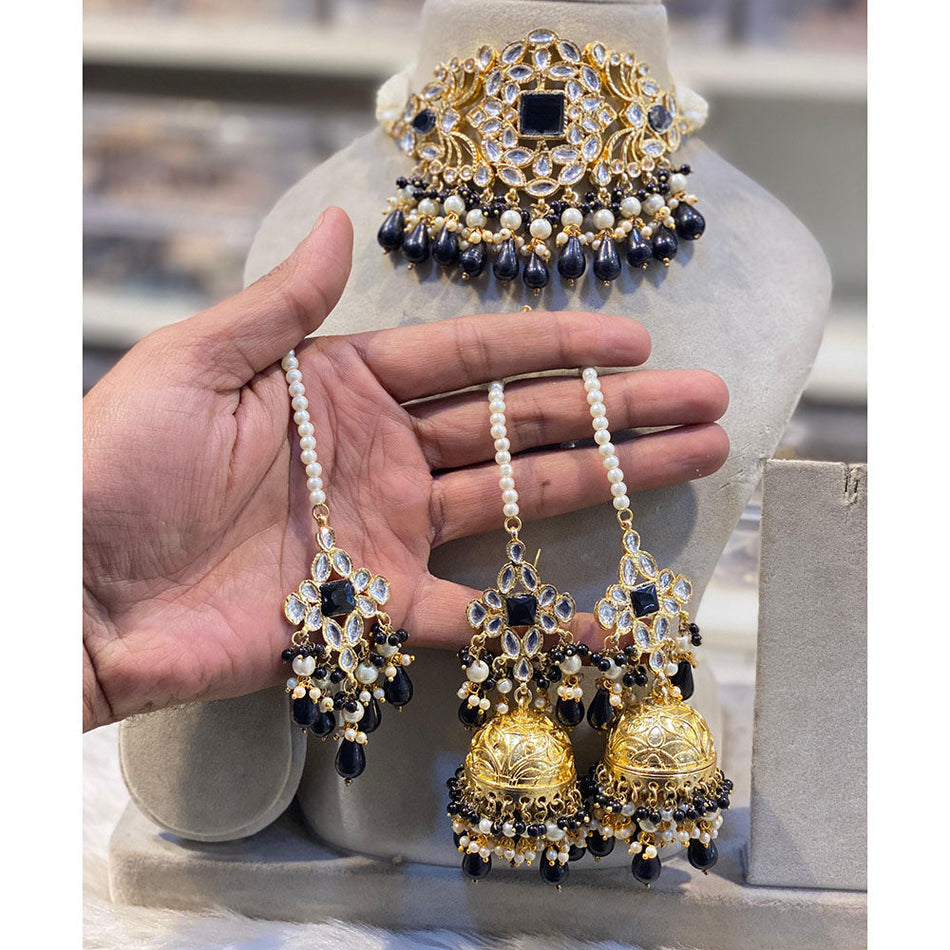 Kundan Choker Necklace in Gold Plated | Bridal Jewellery India