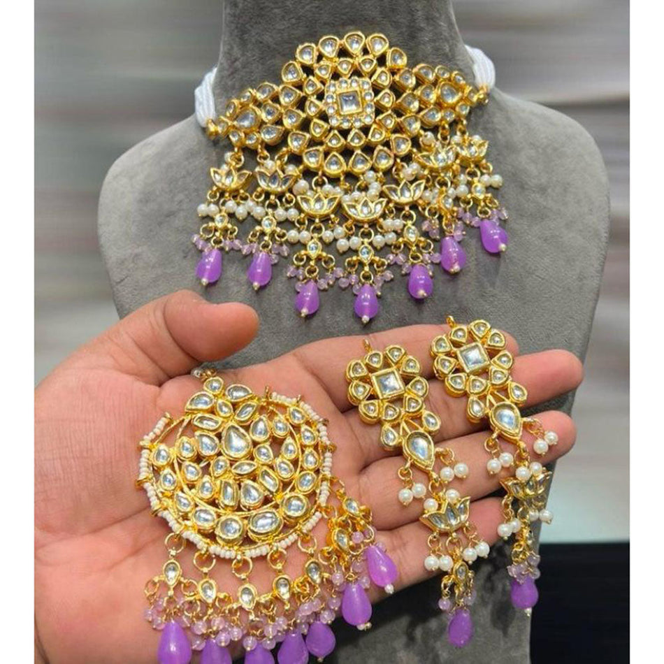 Kundan Choker Necklace in Gold Plated | Bridal Jewellery India