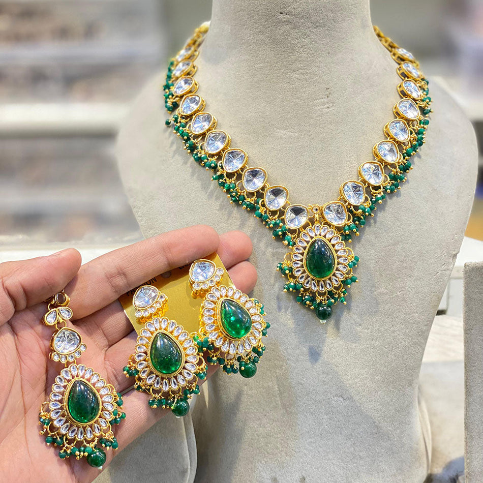 Kundan Necklace in Gold Plated with Pearls | Bridal Jewellery India