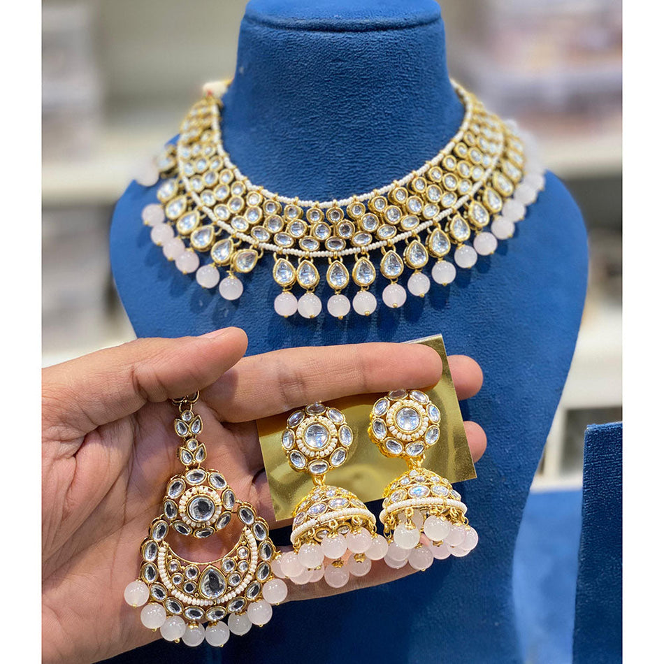 Kundan Necklace in Rose Gold Plated | Bridal Jewellery India