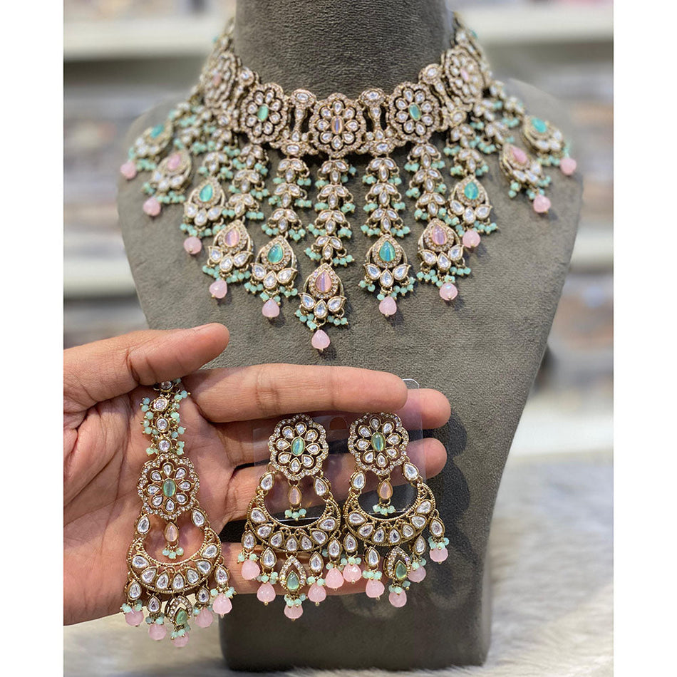 Pota Stone Choker Necklace in Gold Tone | Bridal Jewellery India