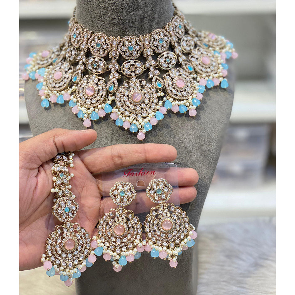Pota Stone and Pearl Choker in 18K Gold Plated | Bridal Jewellery India
