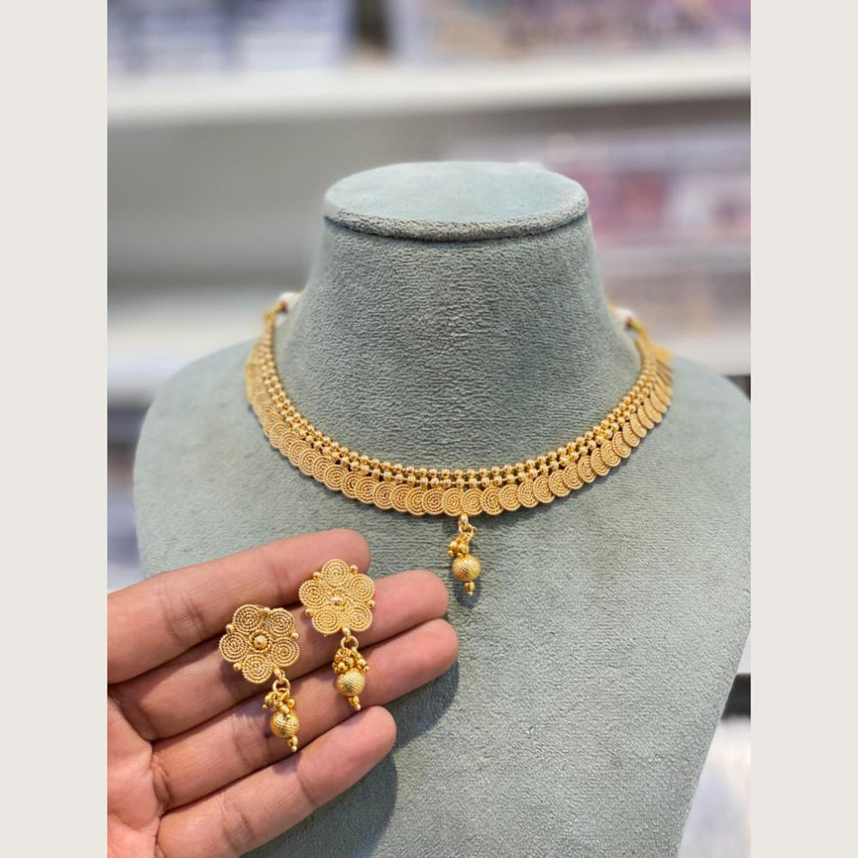 Crystal Stone and Pearl Choker Necklace in Gold Plated | Bridal Jewellery India