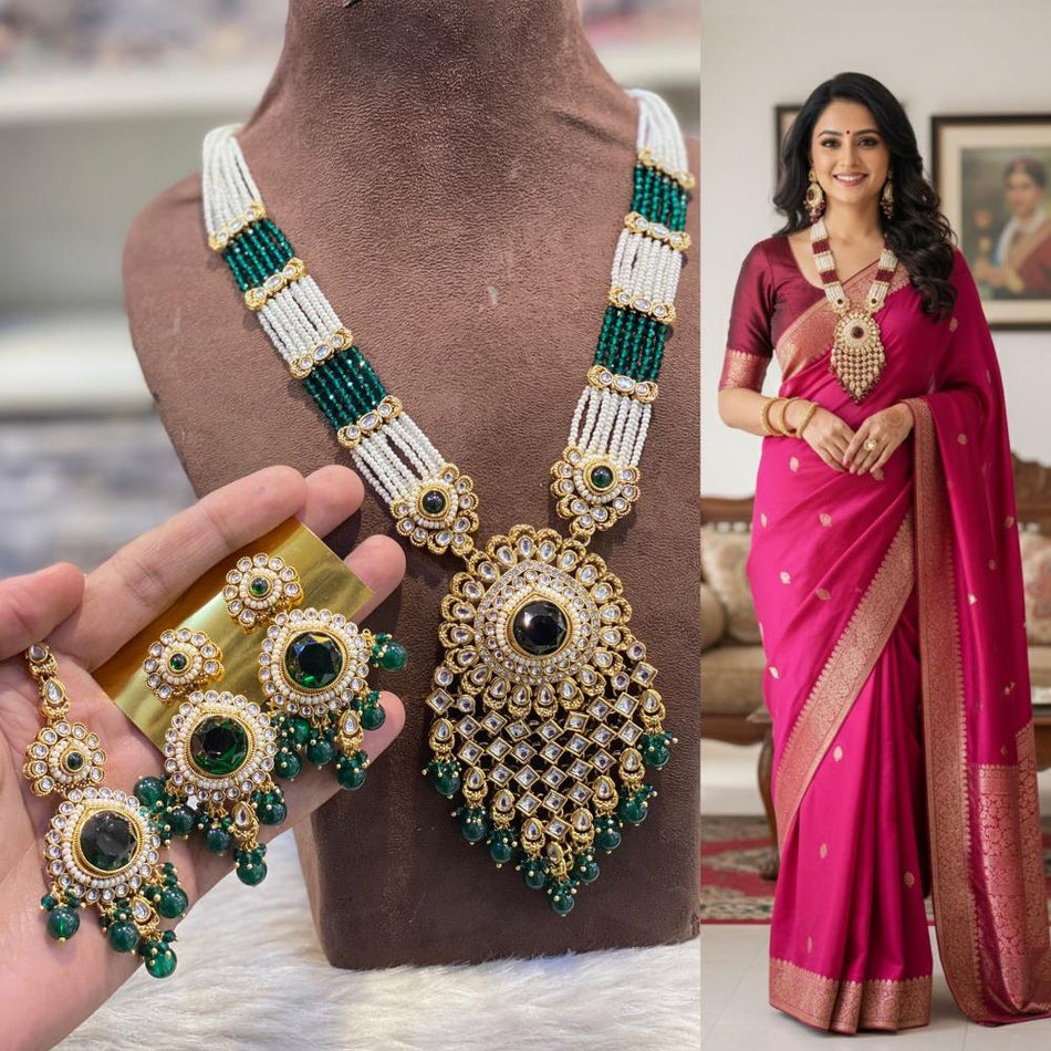 Kundan Necklace in Sterling Silver | Bridal Jewellery India