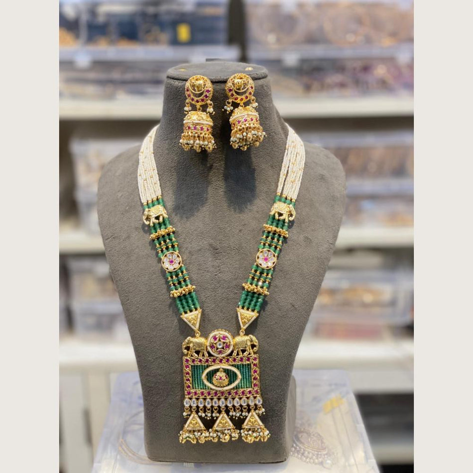 Pota Stone Necklace in Premium Gold Plated | Bridal Jewellery India