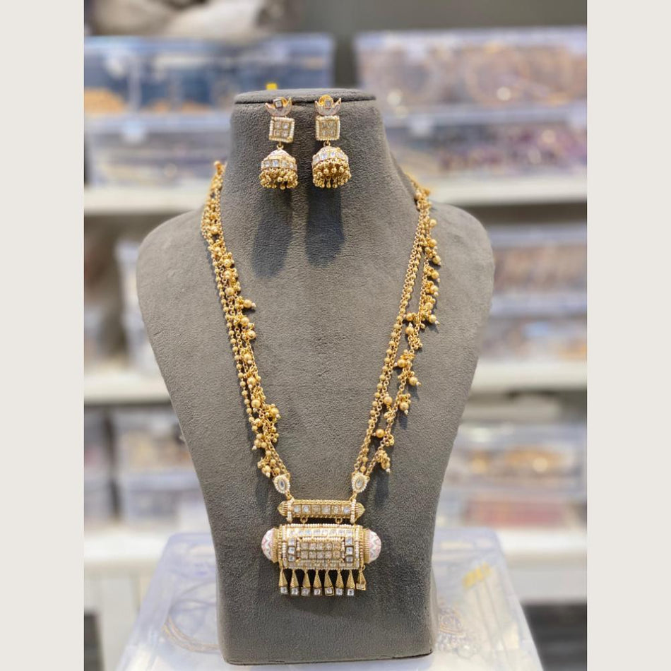 Pota Stone and Pearl Necklace in Sterling Silver | Bridal Jewellery India