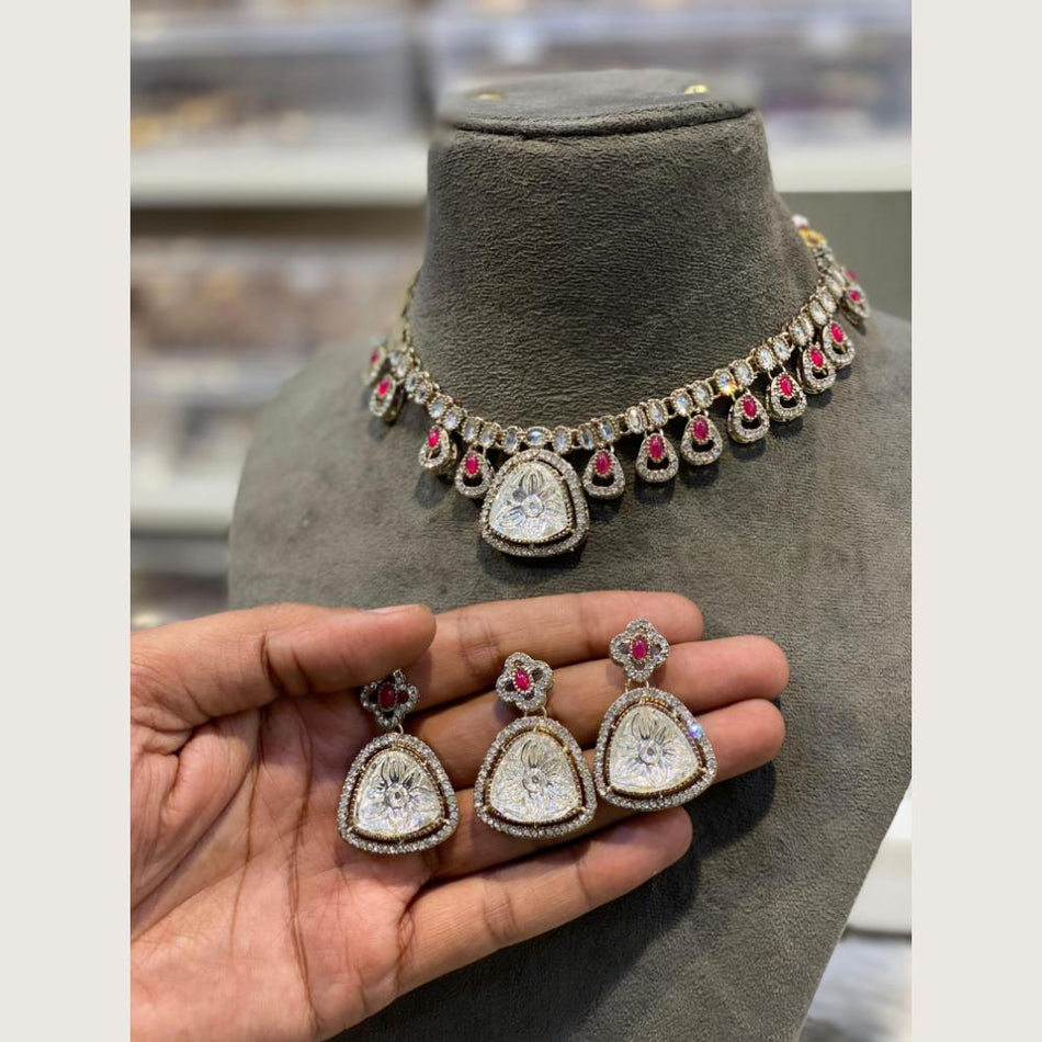 Pota Stone Choker Necklace in Gold Tone | Bridal Jewellery India