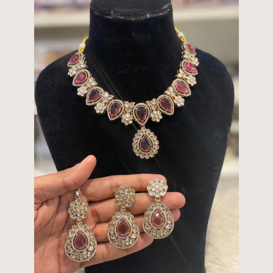 Pota Stone Necklace in 18K Gold Plated | Bridal Jewellery India