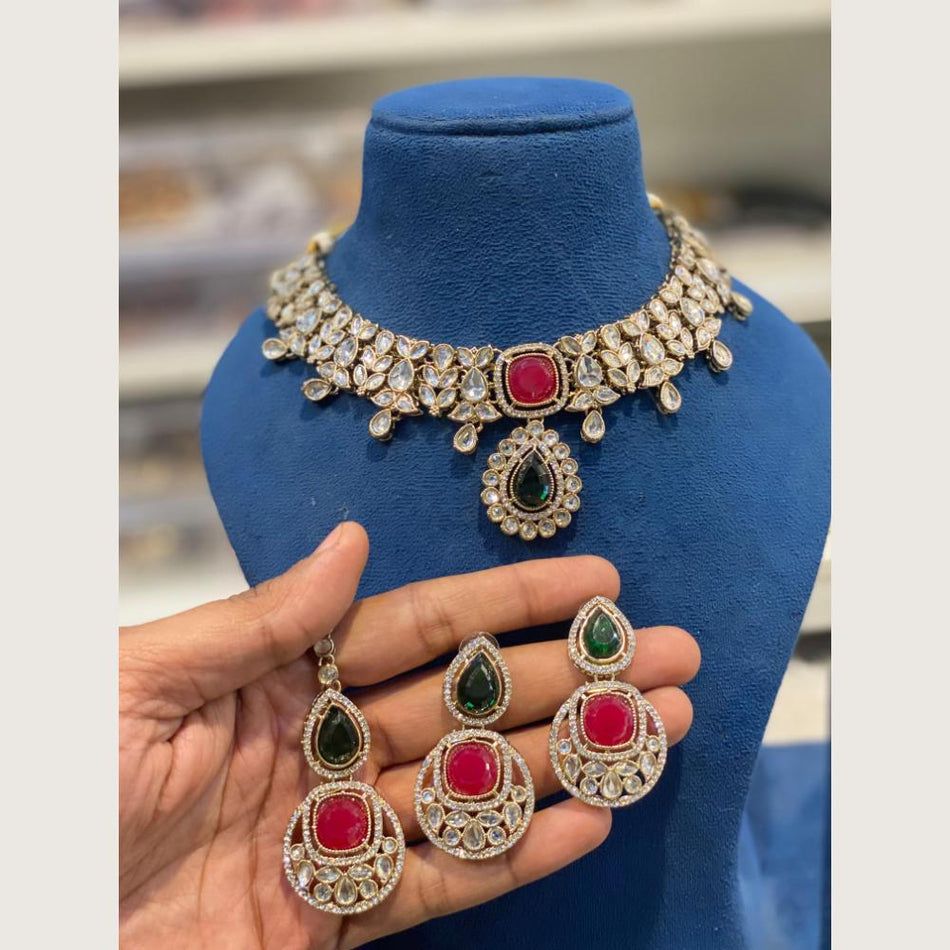 Pota Stone Choker in Rose Gold Plated | Bridal Jewellery India