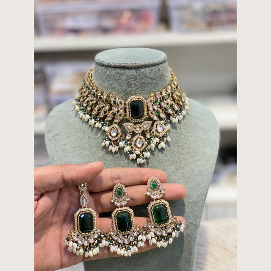 Premium Pota Choker with Austrian Stones in Silver | Bridal Jewellery India