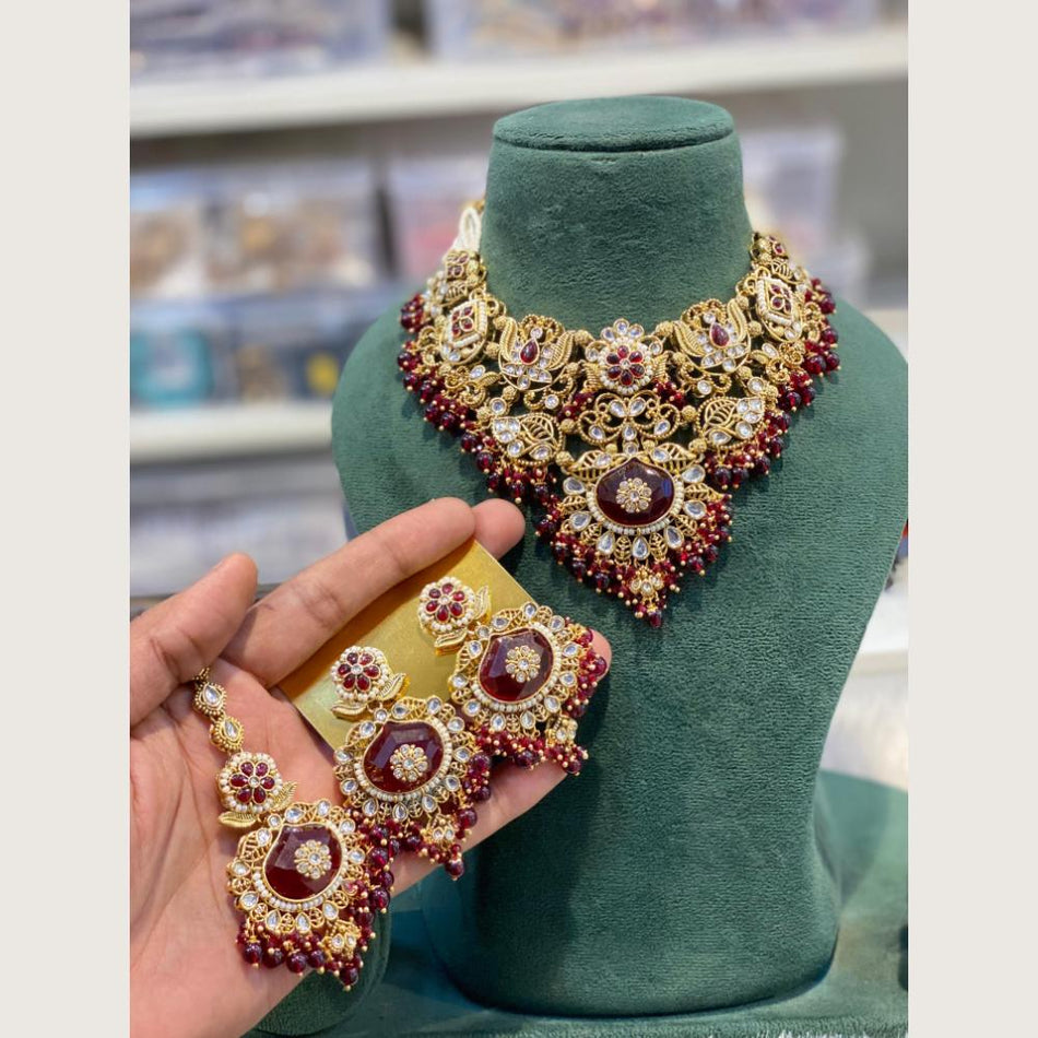 Kundan Choker Necklace in Sterling Silver | Bridal Jewellery India