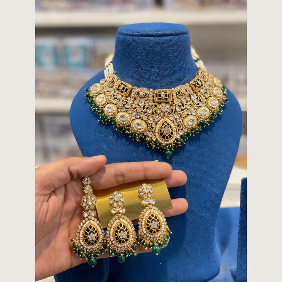 Kundan Choker Necklace in Gold Plated with Pearls | Bridal Jewellery India