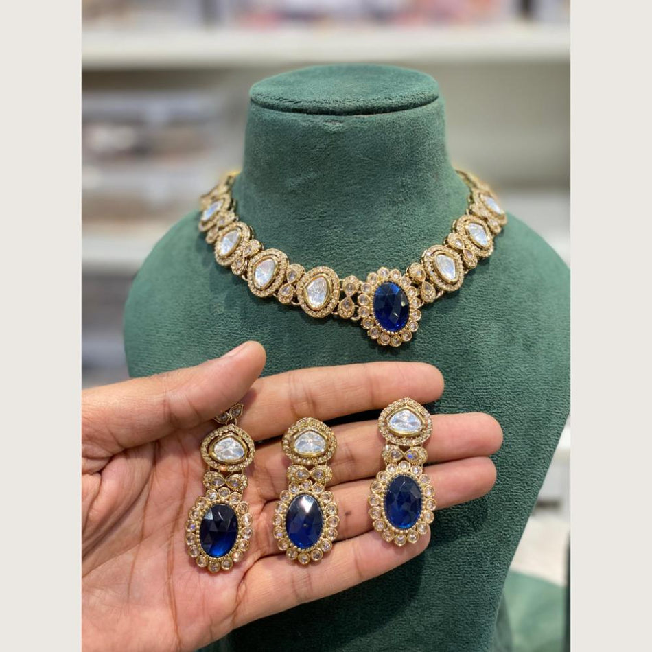 Hira Rose Gold Plated Pota Necklace | Bridal Jewellery India