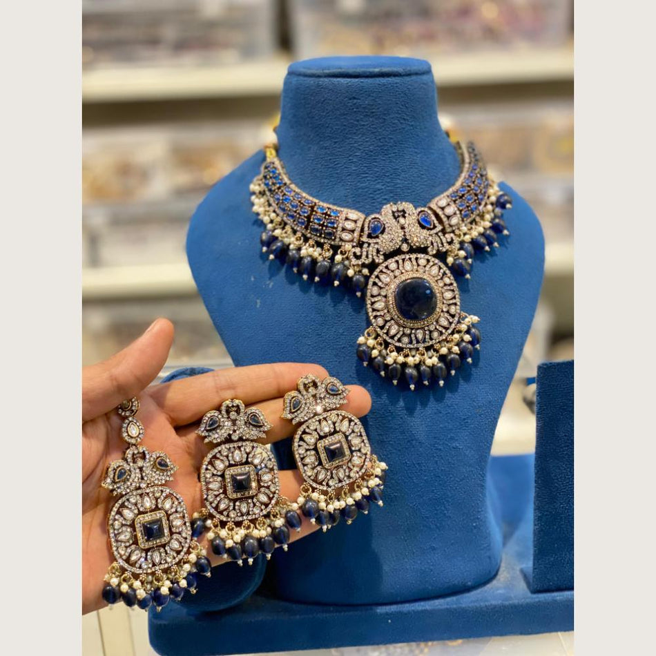 Rose Gold Plated Hira Choker Necklace | Bridal Jewellery India