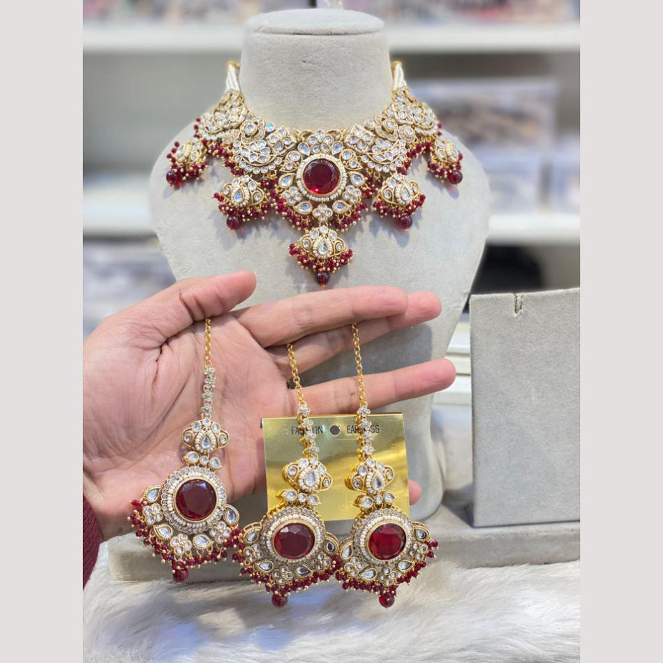Kundan Choker Necklace in Gold Plated with Pearls | Bridal Jewellery India