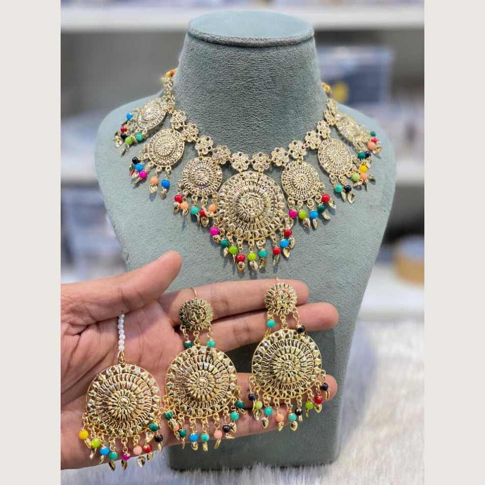 Designer Round Pearl Necklace in White Gold Plated | Bridal Jewellery India