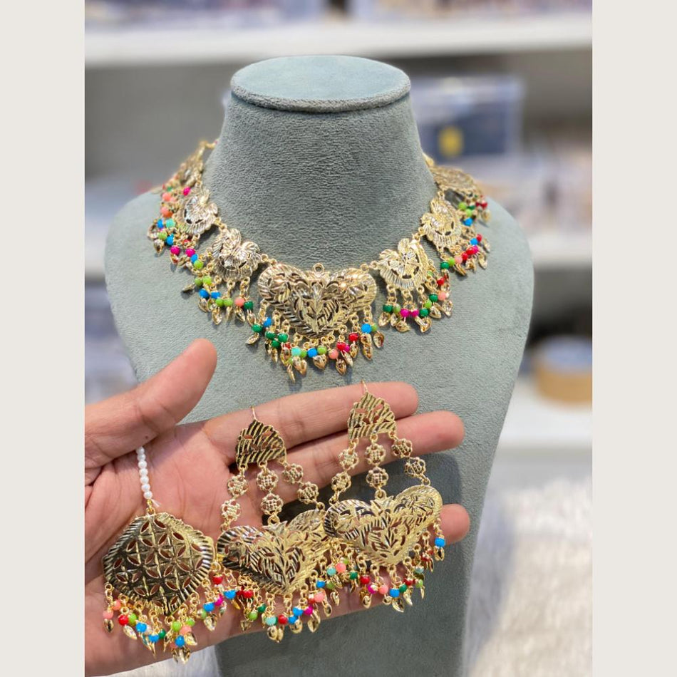 Round Pearl Necklace in  Gold Plated | Bridal Jewellery India