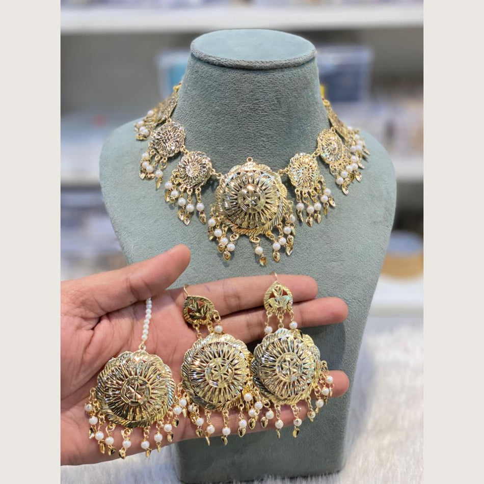 Designer Round Pearl Necklace in Platinum | Bridal Jewellery India