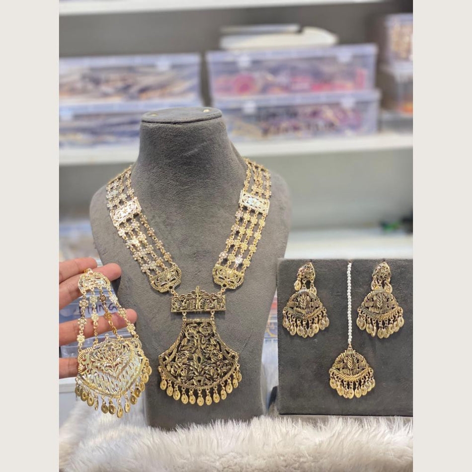 Round Filigree Necklace in Gold Plated | Bridal Jewellery India