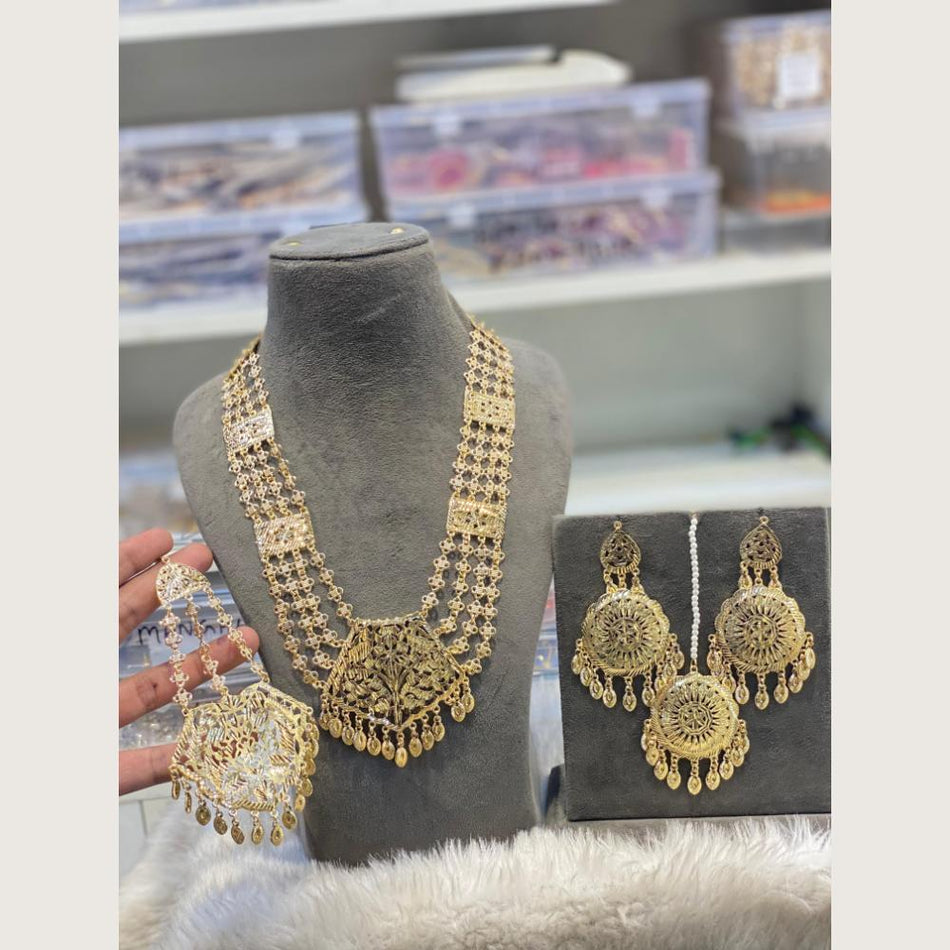 Round Filigree Necklace in Gold Plated | Bridal Jewellery India