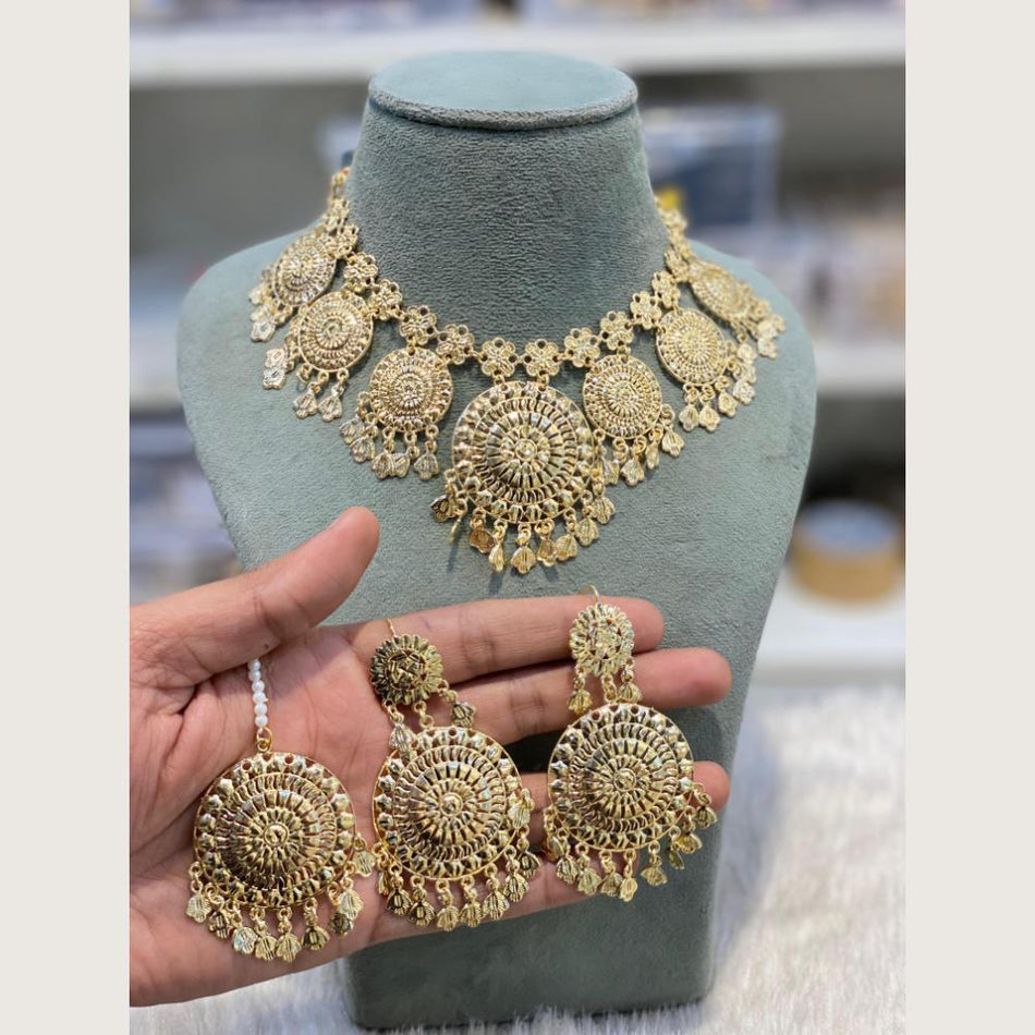 Round Filigree Necklace in Gold Plated for Occasions | Bridal Jewellery India