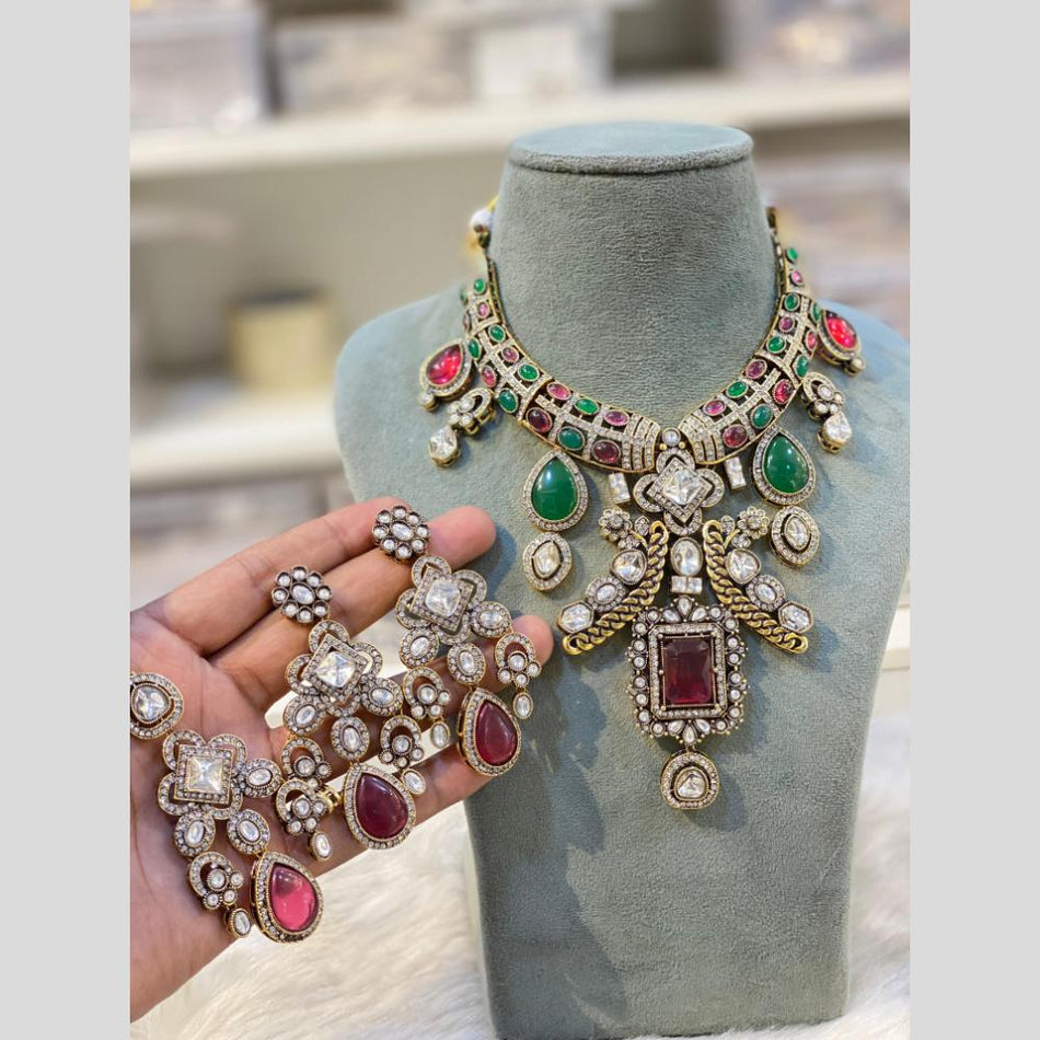 Kundan Pota Necklace Set in Gold Plated | Bridal Jewellery India