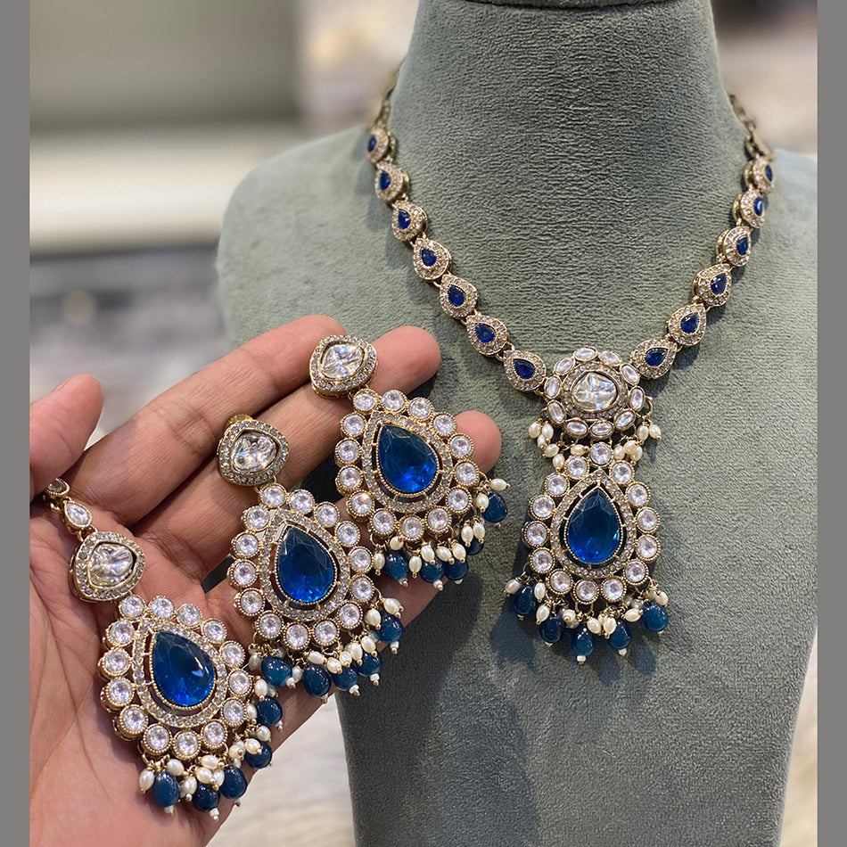 Grand Crystal Pearl Necklace in Gold Tone | Bridal Jewellery India