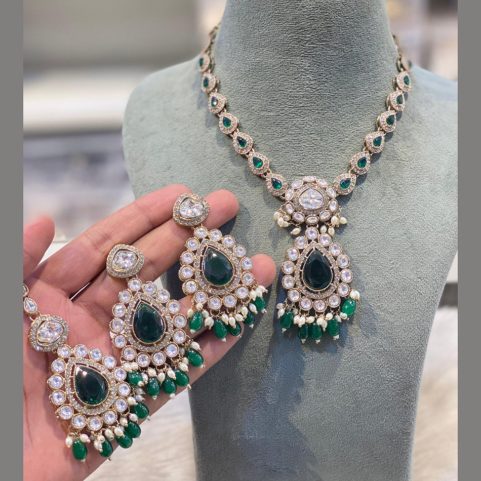 Grand Crystal Pearl Necklace in Gold Tone | Bridal Jewellery India