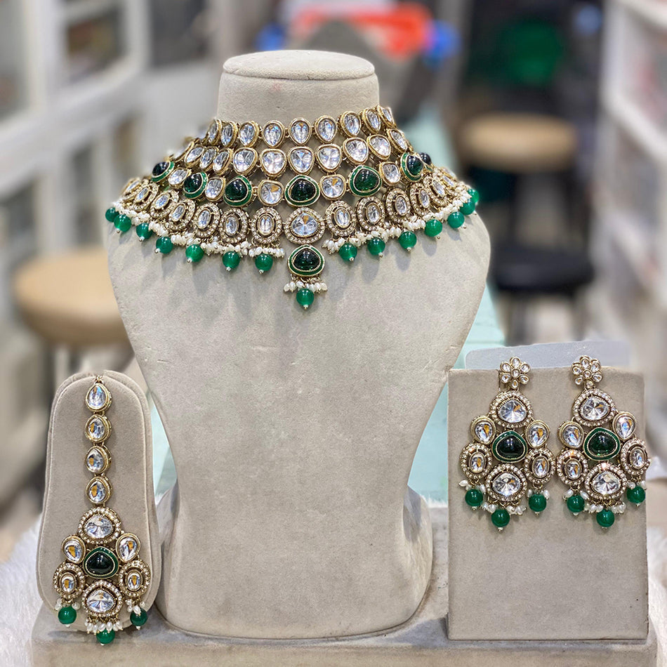 Glamorous Kundan Necklace in Rose Gold Plated | Bridal Jewellery India