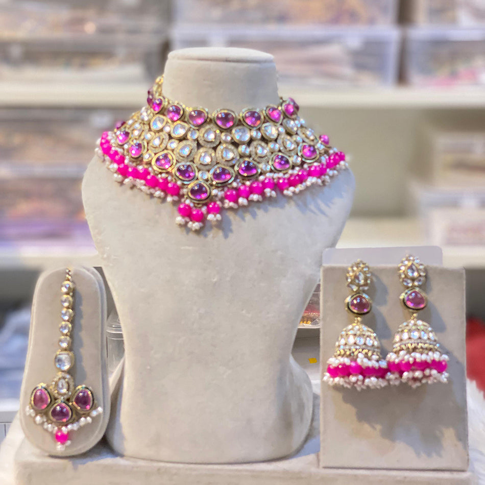Kundan Choker Necklace in Gold Plated | Bridal Jewellery India