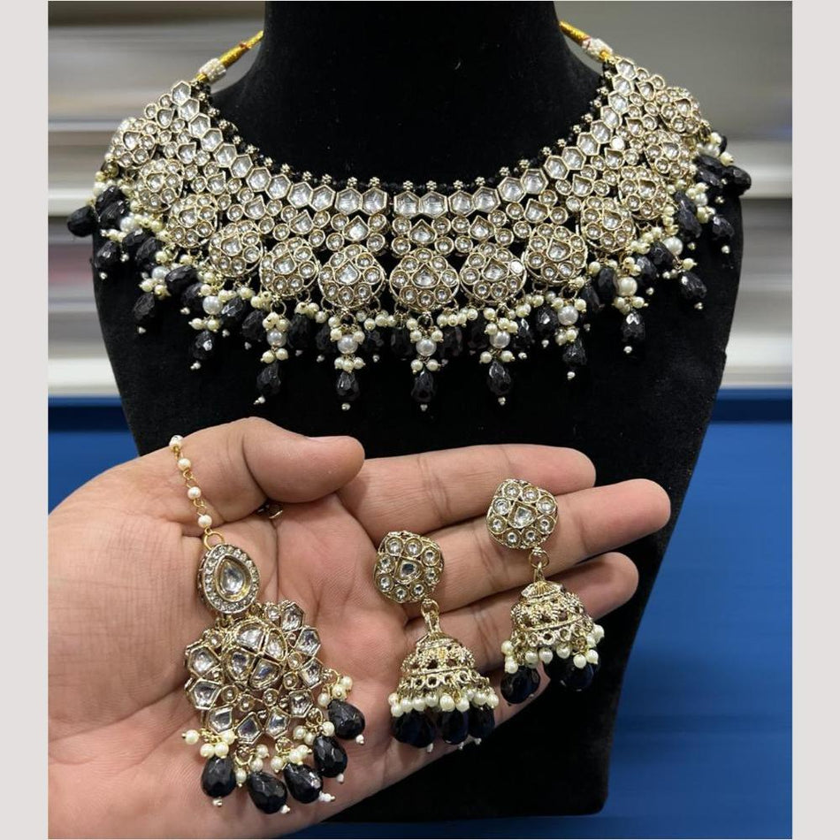 Kundan Choker Necklace in Gold Plated   Pearl | Bridal Jewellery India