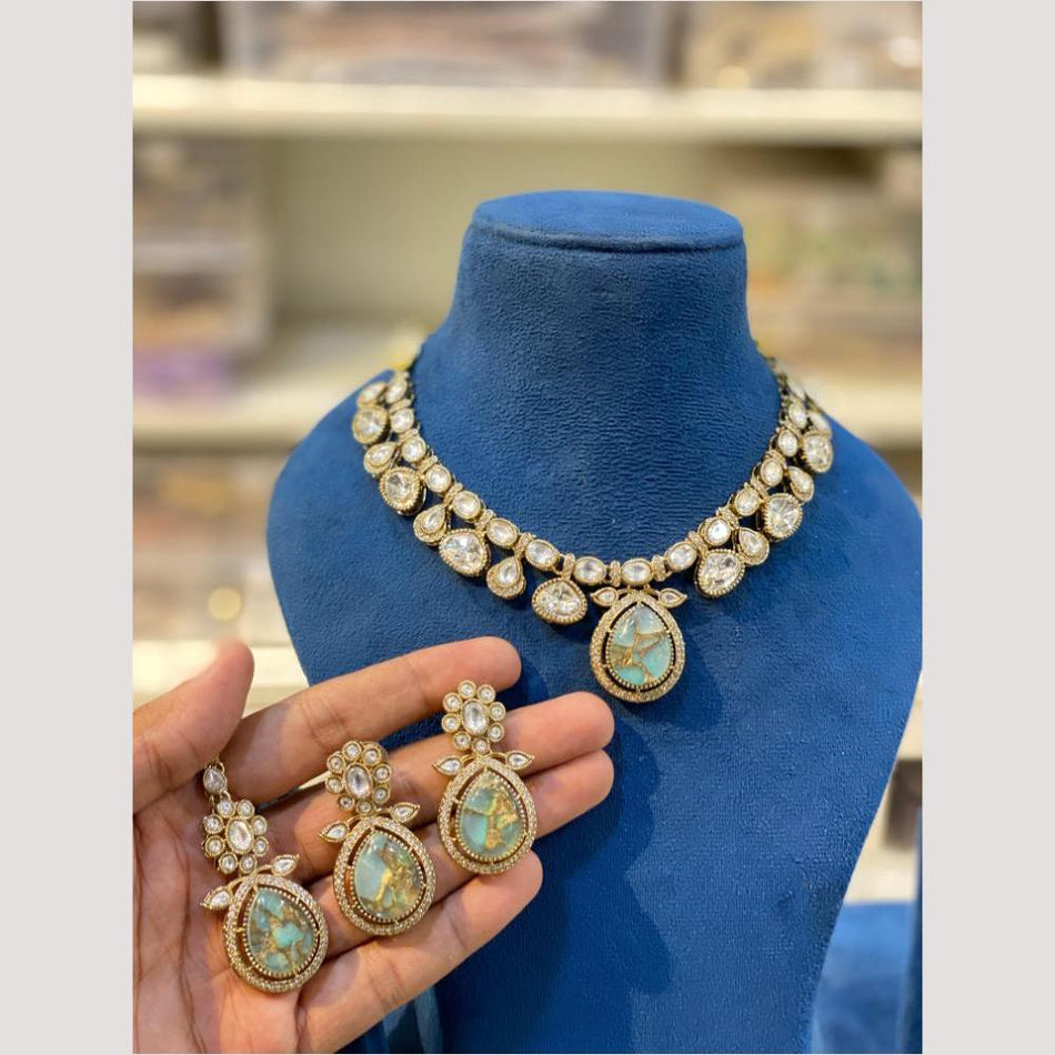 Druzy Crystal Necklace Set in Sterling Silver | Bridal Jewellery India