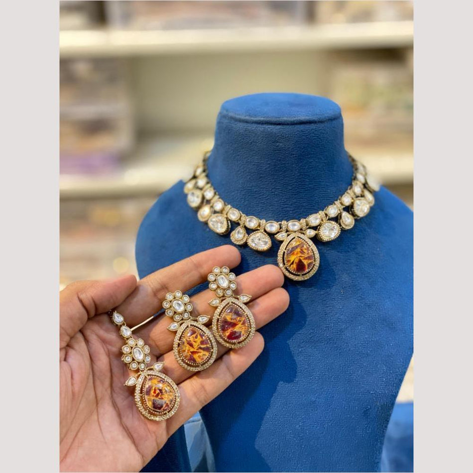 Druzy Crystal Necklace Set in Sterling Silver | Bridal Jewellery India