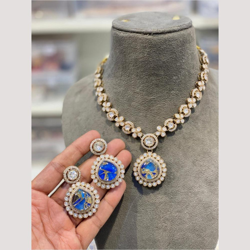 Druzy Crystal Necklace in Gold Tone | Bridal Jewellery India