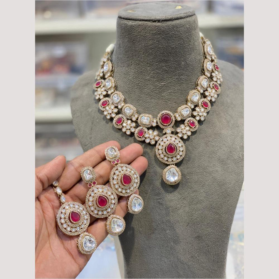 Kundan Necklace in White Gold Plated | Bridal Jewellery India