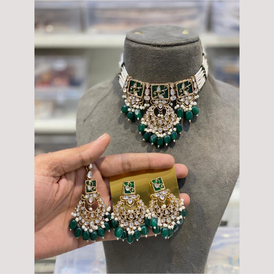 Kundan Choker Necklace in Gold Plated with Pearls | Bridal Jewellery India