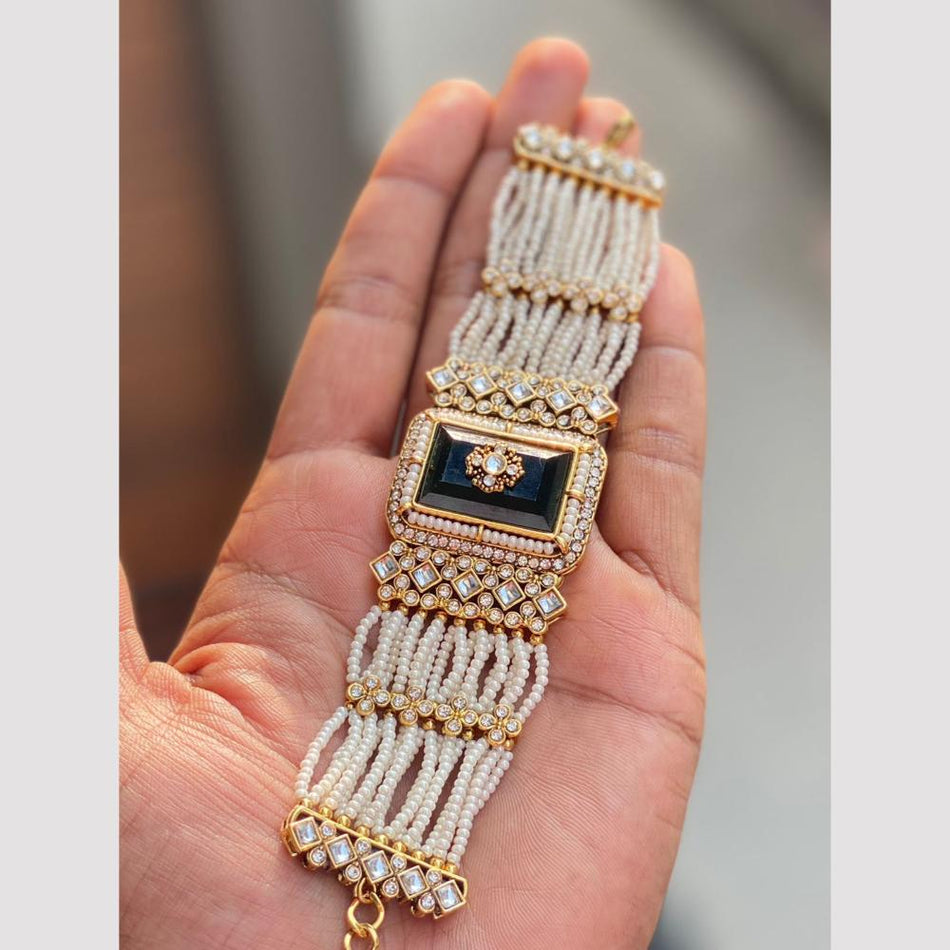 Graceful Pota Pearl Bracelet in Gold Tone | Bridal Jewellery India