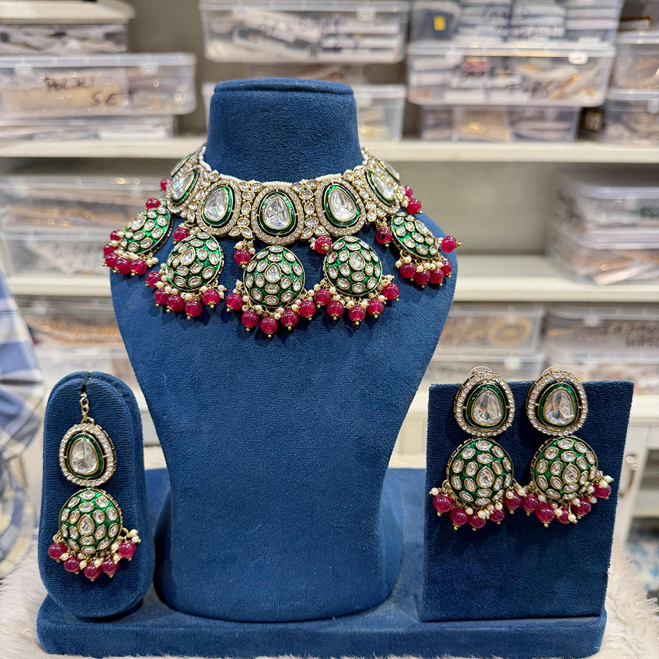 Kundan Choker Necklace in Gold Plated | Bridal Jewellery India