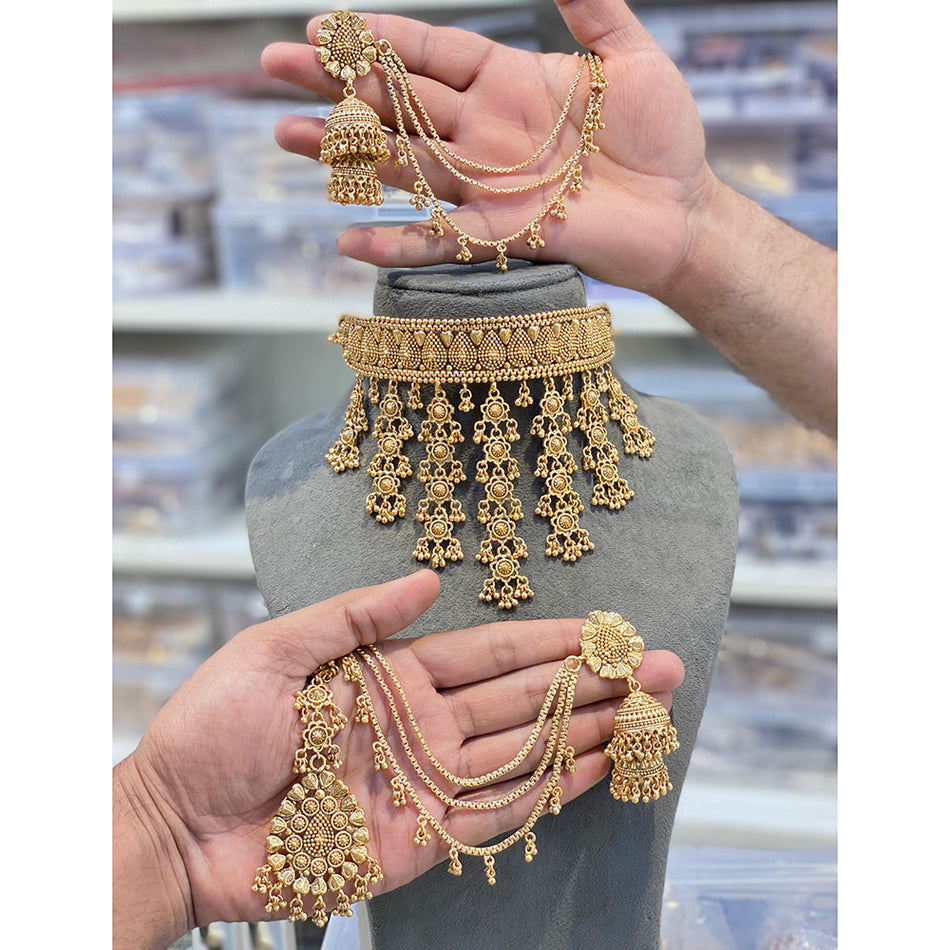 Pearl Choker Necklace in Gold Tone | Bridal Jewellery India