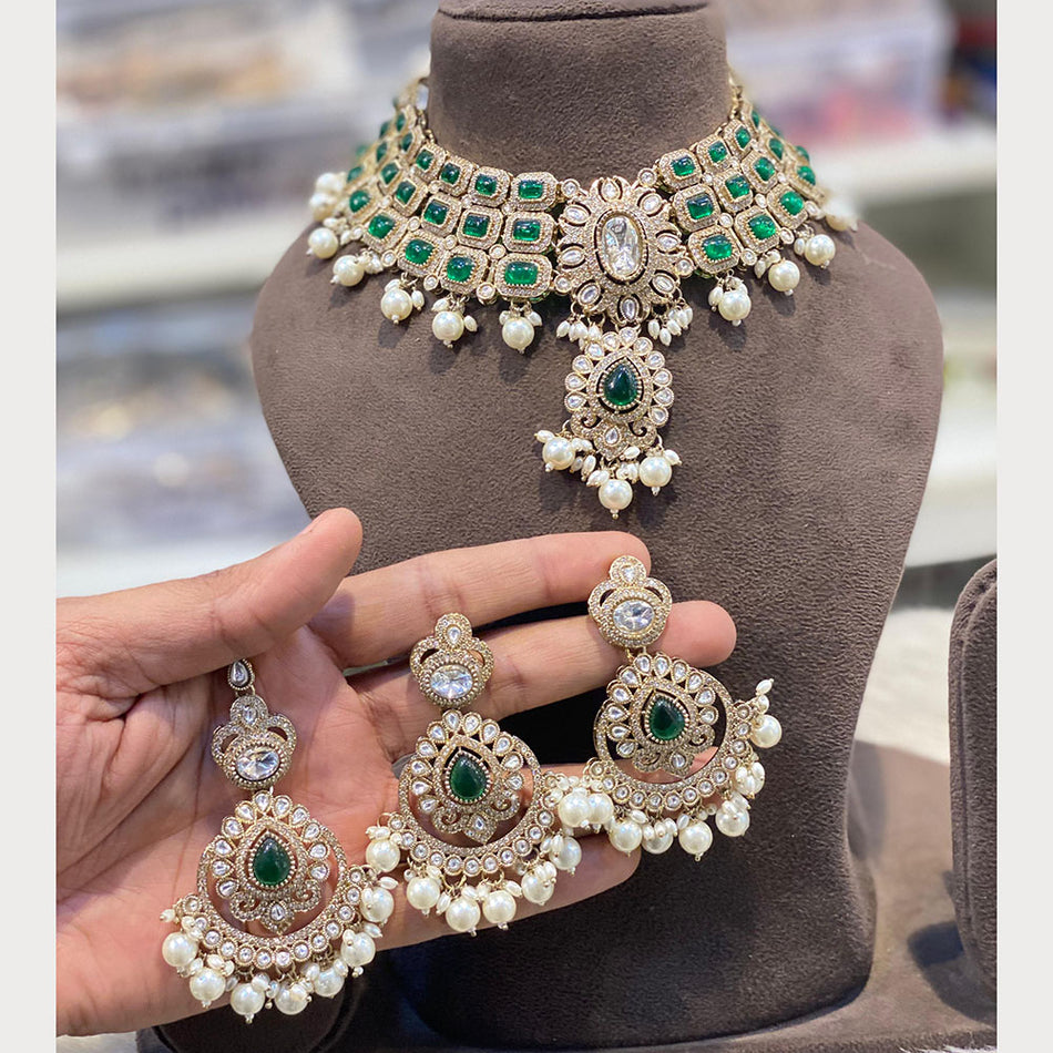 Pota Stone   Pearl Choker in 14K Gold Plated | Bridal Jewellery India